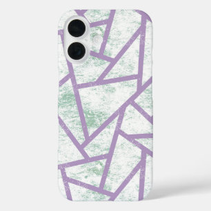 Funda iPhone 16 Patrón de mosaico lavanda y verde pálido