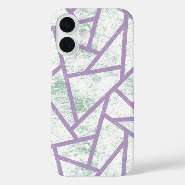 Funda iPhone 16 Patrón de mosaico lavanda y verde pálido (Reverso )
