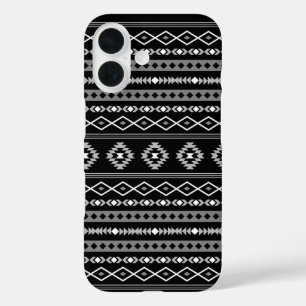 Funda iPhone 16 Patrón de motivos mixtos azteca blanco gris negro