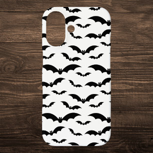 Funda iPhone 16 Patrón de murciélagos de Halloween negro
