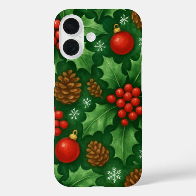 Funda iPhone 16 Patrón de navidades | Diseño festivo (Reverso )