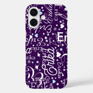 Funda iPhone 16 Patrón de nombre de tipografía de caligrafía de go