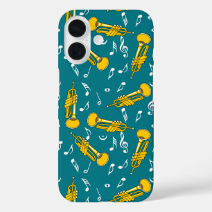 Funda iPhone 16 Patrón de notas de la música de Trump