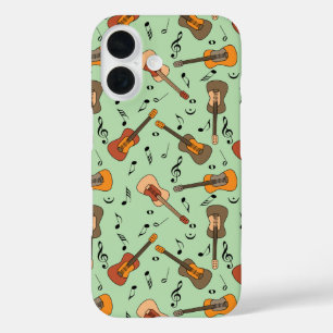 Funda iPhone 16 Patrón de notas de música guitarra