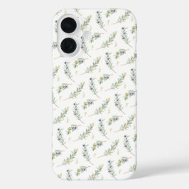 Funda iPhone 16 Patrón de oliva de estilo francés acuarela verde s