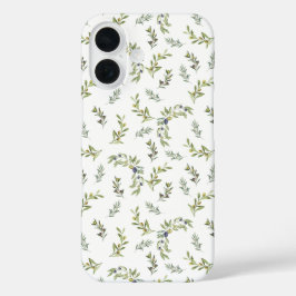 Funda iPhone 16 Patrón de oliva verde salvia acuarela botánica