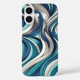 Funda iPhone 16 Patrón de ondas de inspiración oceánica
