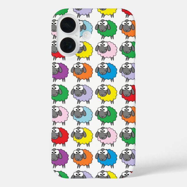 Funda iPhone 16 Patrón de ovejas color personalizado (Reverso )