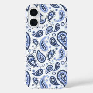 Funda iPhone 16 Patrón de Paisley Azul