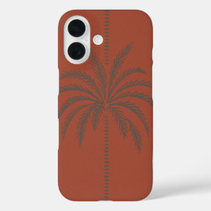 Funda iPhone 16 Patrón de palmera tropical minimalista en terracot