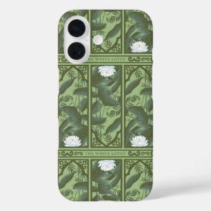 Funda iPhone 16 Patrón de panel botánico de Lotus - El Lotus blanc