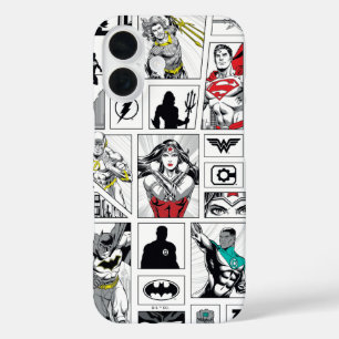 Funda iPhone 16 Patrón de Panel Heroico de la Liga de la Justicia