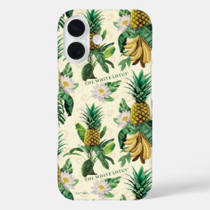 Funda iPhone 16 Patrón de paraíso de piña de Lotus blanco