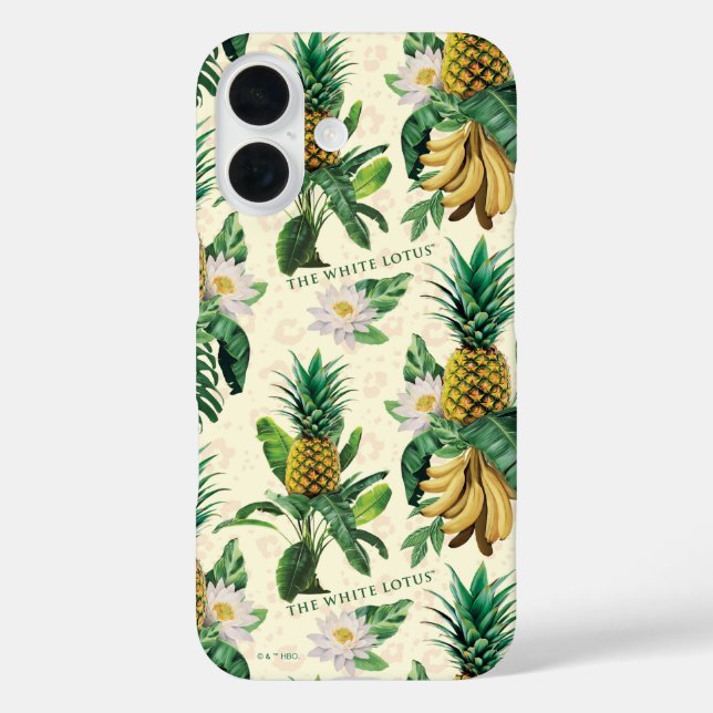 Funda iPhone 16 Patrón de paraíso de piña de Lotus blanco (Reverso )