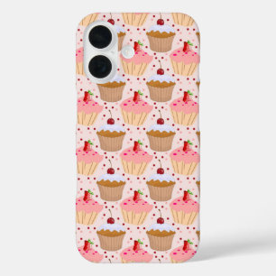 Funda iPhone 16 Patrón de pastel rosa