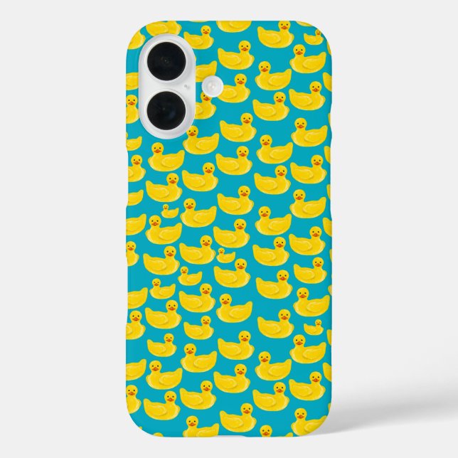 Funda iPhone 16 Patrón de pato de caucho (Reverso )