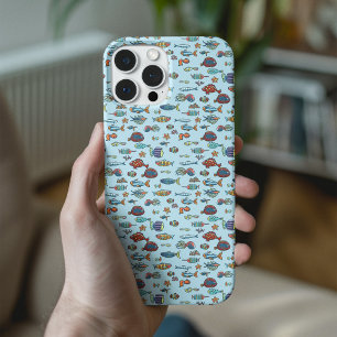 Funda iPhone 16 Patrón de peces de color pequeño