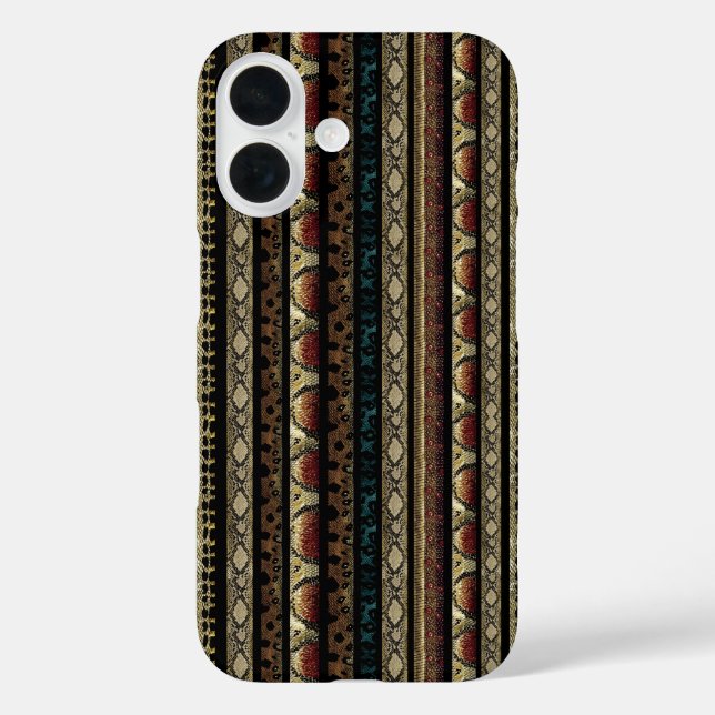 Funda iPhone 16 Patrón de piel de serpiente (Reverso )
