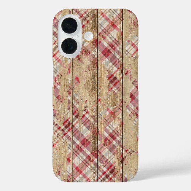 Funda iPhone 16 Patrón De Plantas Desvanecidas En Madera (Reverso )