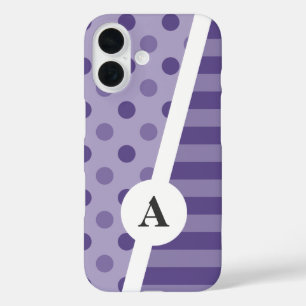 Funda iPhone 16 Patrón de punto y banda de polka ultravioleta