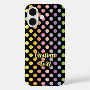 Funda iPhone 16 Patrón de puntos de polka arco iris