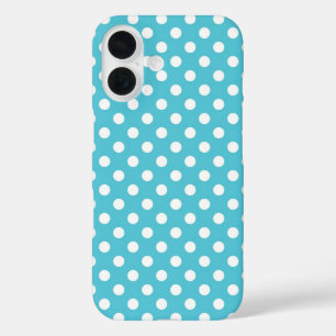 Funda iPhone 16 Patrón de puntos de polka azul claro