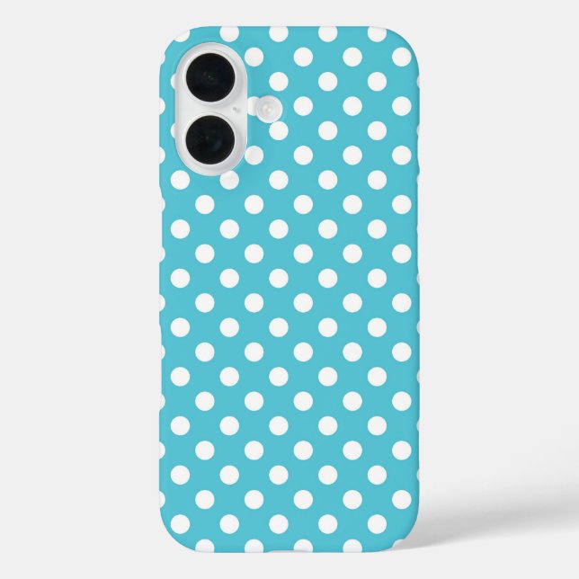 Funda iPhone 16 Patrón de puntos de polka azul claro (Reverso )