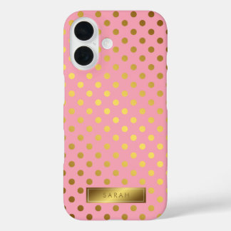 Funda iPhone 16 Patrón de puntos de Polka de Relieve metalizado do