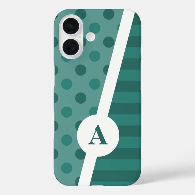 Funda iPhone 16 Patrón de puntos y bandas de la polka azul de Guay (Reverso )