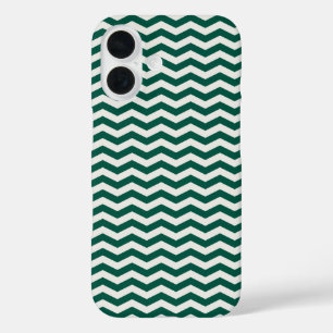 Funda iPhone 16 Patrón de raya zig zag Chevron Verde Turquesa