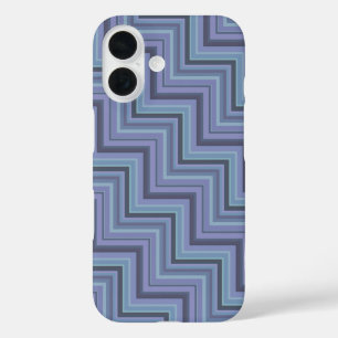 Funda iPhone 16 Patrón de rayas azules grises