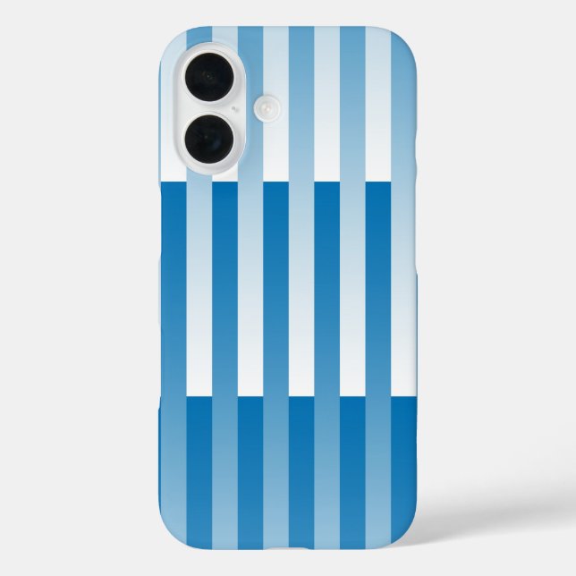 Funda iPhone 16 Patrón de rayas blancas y azules (Reverso )