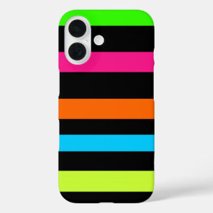 Funda iPhone 16 Patrón de Rayas de Neón