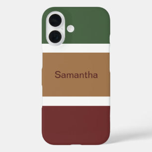 Funda iPhone 16 Patrón de rayas de otoño personalizado simple