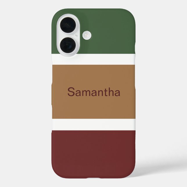 Funda iPhone 16 Patrón de rayas de otoño personalizado simple (Reverso )