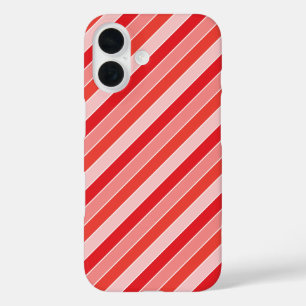 Funda iPhone 16 Patrón de rayas de pajama de Naranja rojo clásico