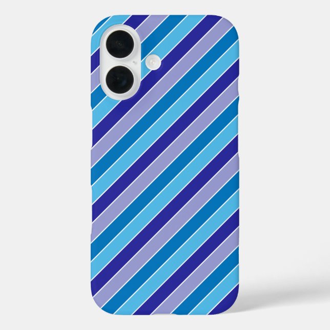 Funda iPhone 16 Patrón de rayas pajama azul azul clásico (Reverso )