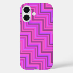Funda iPhone 16 Patrón de rayas rosas