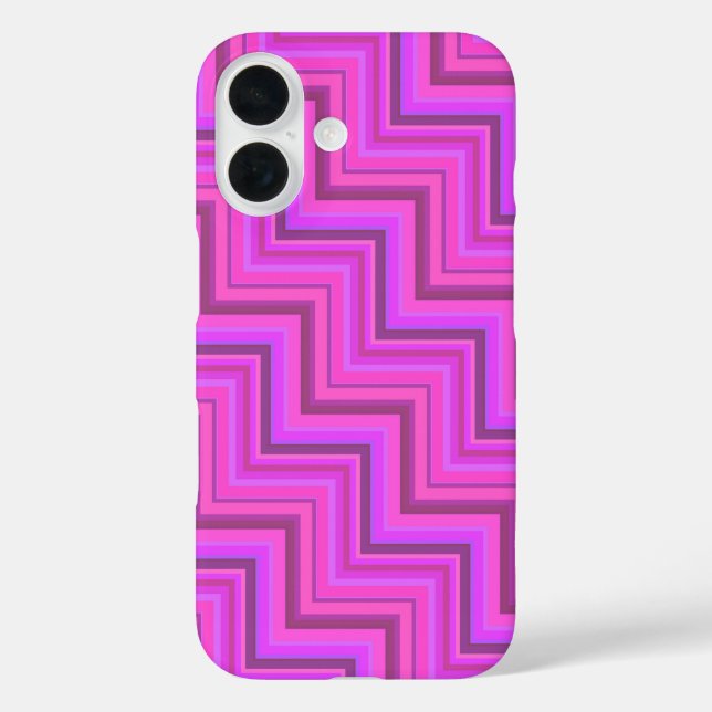 Funda iPhone 16 Patrón de rayas rosas (Reverso )