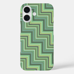 Funda iPhone 16 Patrón de rayas verdes olivares