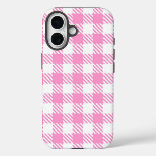 Funda iPhone 16 Patrón de relleno de búfalo rosa