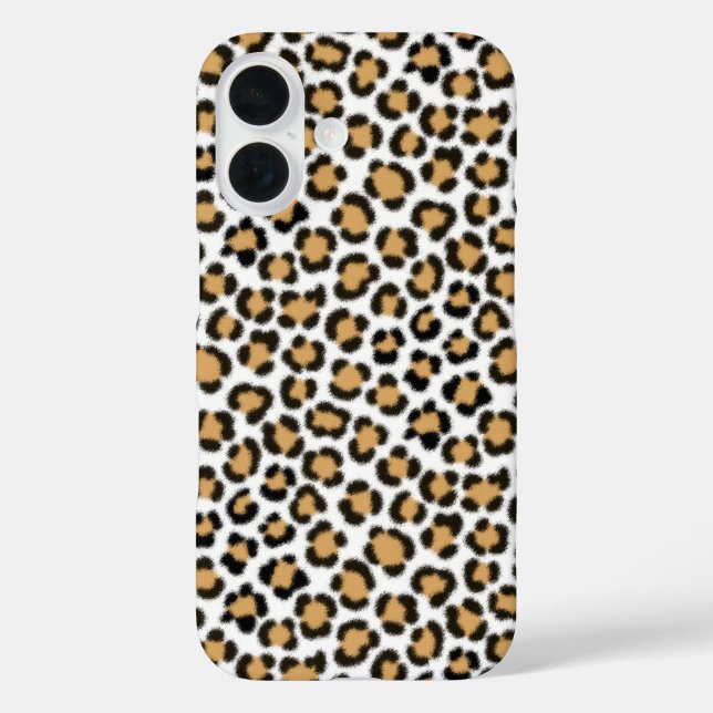 Funda iPhone 16 Patrón de repetición de efecto de pie de leopardo  (Reverso )