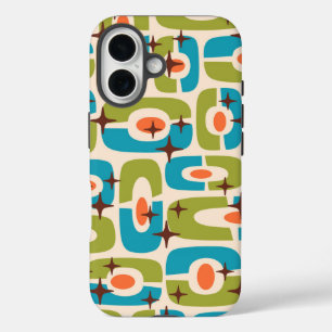 Funda iPhone 16 Patrón de resumen cósmico moderno Retro Mid Centur