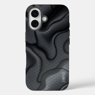 Funda iPhone 16 Patrón de resumen de onda monocromo
