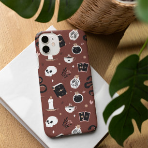 Funda iPhone 16 Patrón de serpiente místico Boho Crystal Skull