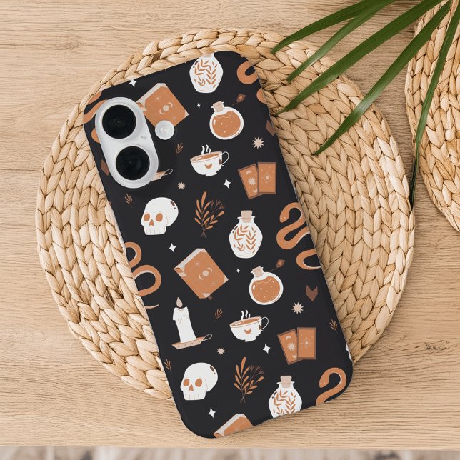 Funda iPhone 16 Patrón de serpiente místico Boho Crystal Skull (Subido por el creador)