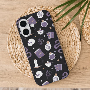 Funda iPhone 16 Patrón de serpiente místico Boho Crystal Skull