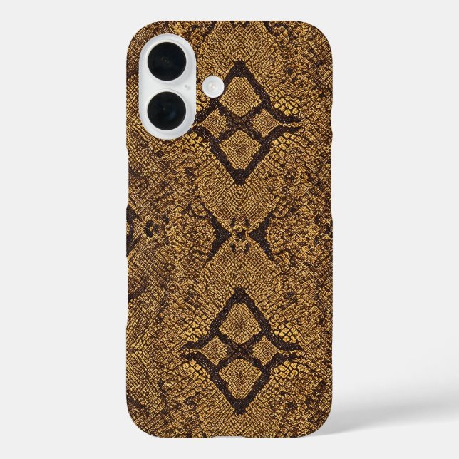Funda iPhone 16 Patrón de serpientes respaldadas por diamantes (Reverso )