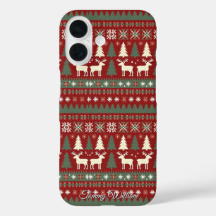 Funda iPhone 16 Patrón de suéter de Navidades feos