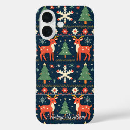 Funda iPhone 16 Patrón de suéter de Navidades feos